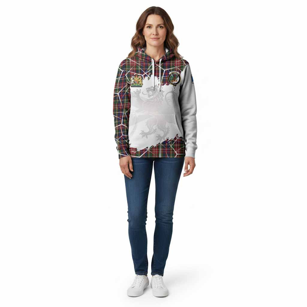 Christie Tartan Cotton Hoodie with Family Crest and Lion Rampant Grunge Style