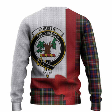 Christie Tartan Crest Christmas Christmas Ugly Sweater Highland Cow Bagpipes Coquette Bow Style