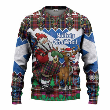 Christie Tartan Crest Christmas Christmas Ugly Sweater Scotland Santa With Bagpipes Cute Reindeer