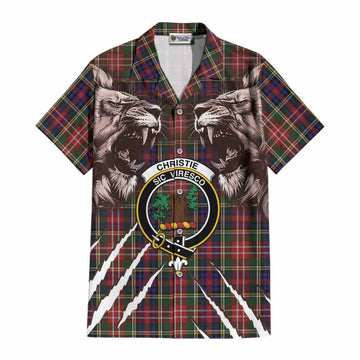 Christie Tartan Crest Cotton Hawaiian Shirt Ferocious Lion Style