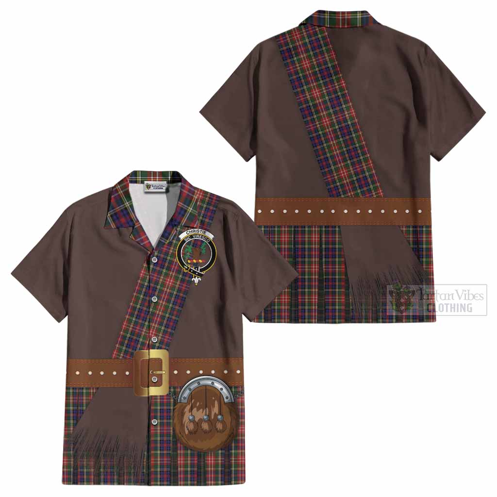 Christie Tartan Crest Cotton Hawaiian Shirt Kilt Costume Style