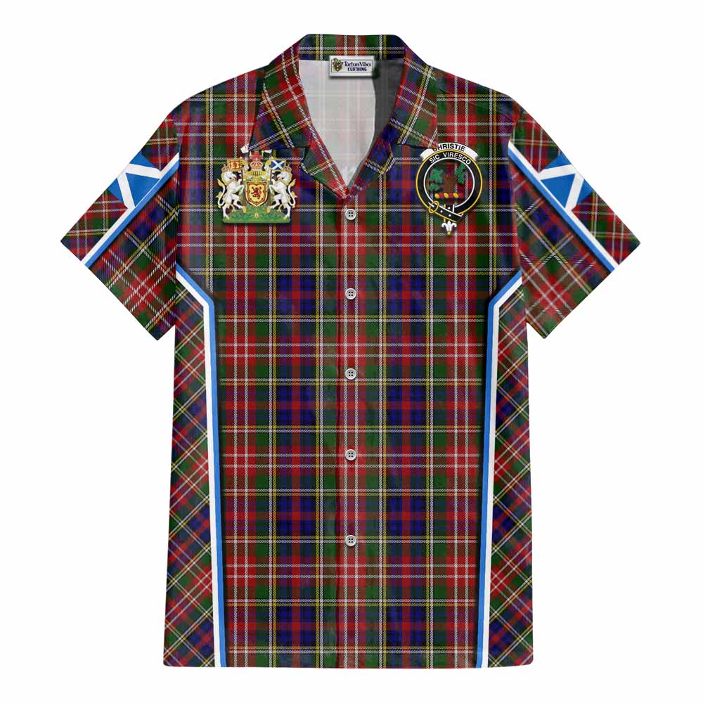 Christie Tartan Crest Cotton Hawaiian Shirt Scotland Coat of Arm Flag Style - Tartan Vibes Clothing