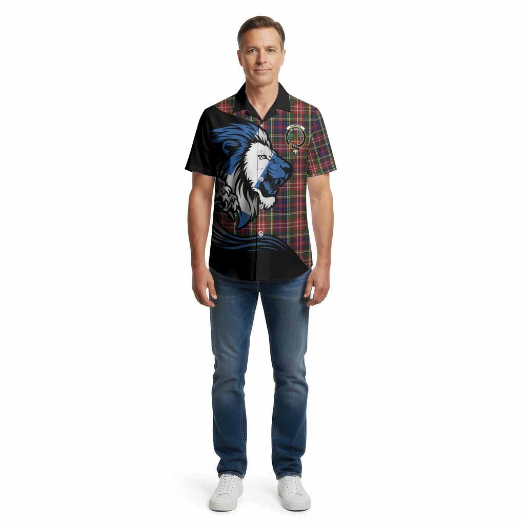 Christie Tartan Crest Cotton Hawaiian Shirt Scottish Golden Lions Wave Flow