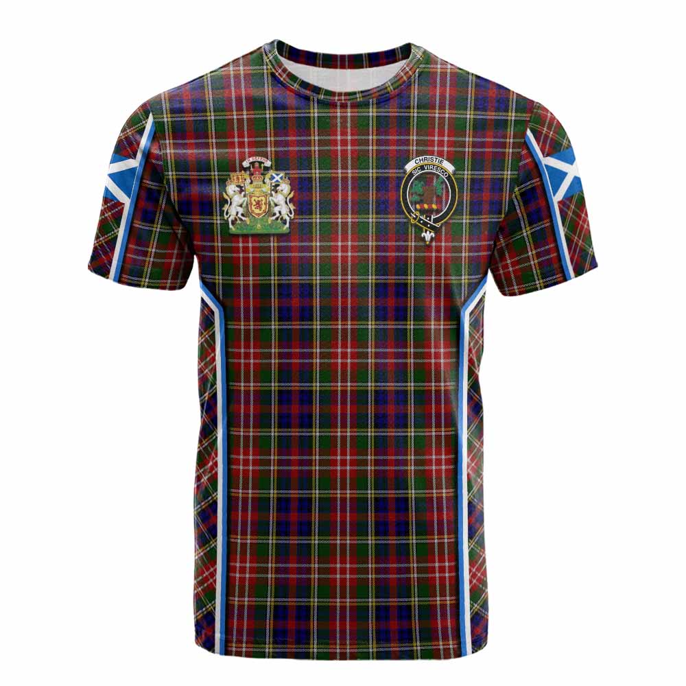 Christie Tartan Crest Cotton T-shirt Scotland Coat of Arm Flag Style - Tartan Vibes Clothing