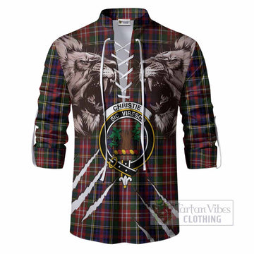 Christie Tartan Crest Ghillie Shirt Ferocious Lion Style