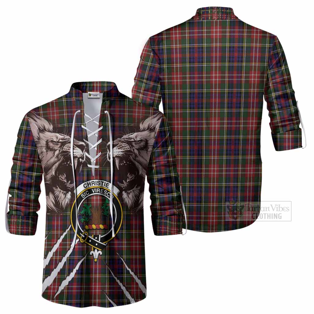 Christie Tartan Crest Ghillie Shirt Ferocious Lion Style