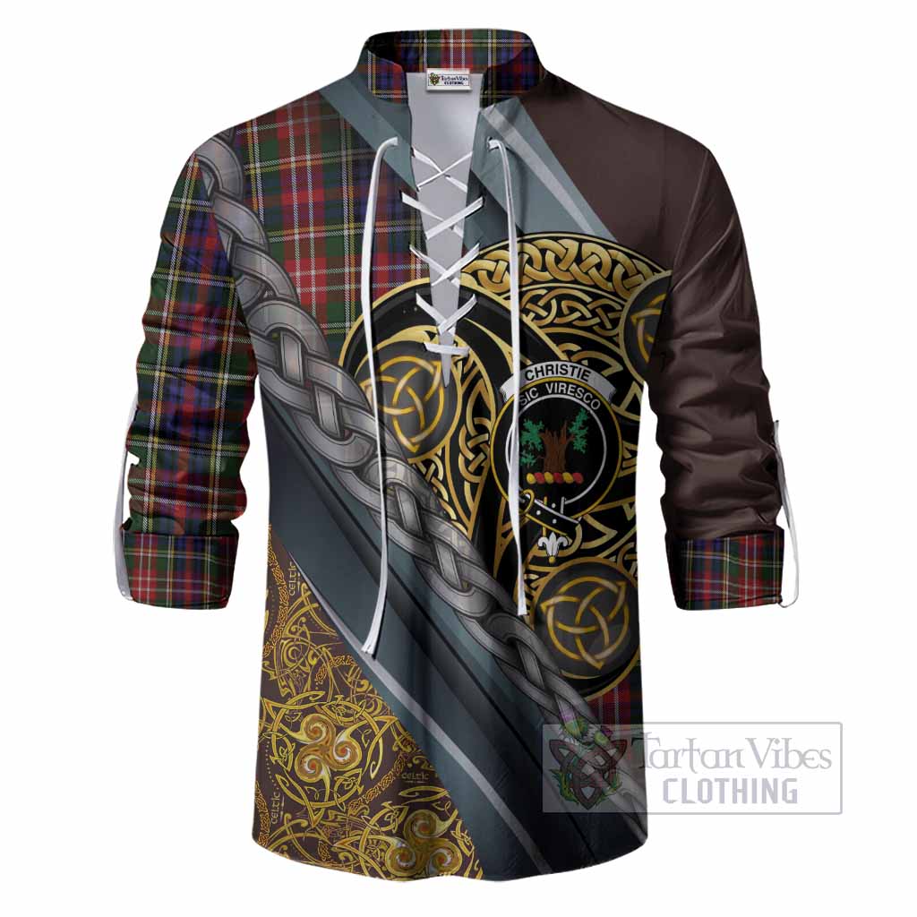 Christie Tartan Crest Ghillie Shirt Scottish Triskele Celtic