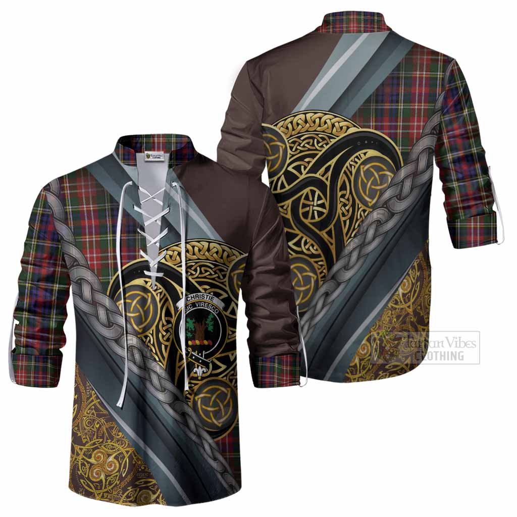 Christie Tartan Crest Ghillie Shirt Scottish Triskele Celtic