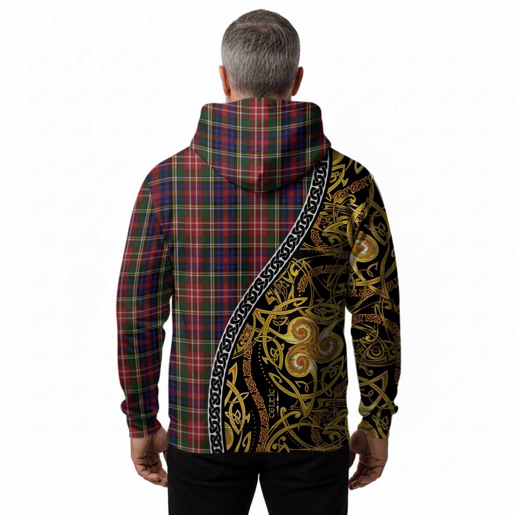 Christie Tartan Crest Hoodie Celtic Knot and Triple Trickle Spiral Symbols