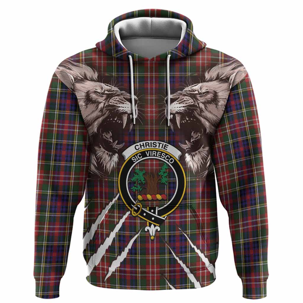 Christie Tartan Crest Hoodie Ferocious Lion Style