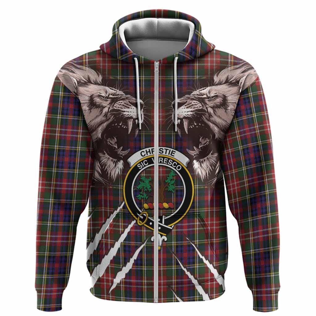Christie Tartan Crest Hoodie Ferocious Lion Style