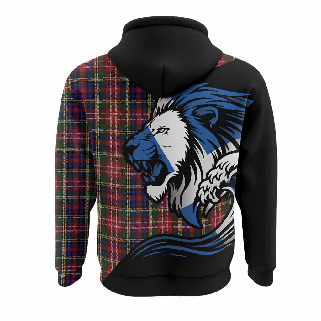 Christie Tartan Crest Hoodie Scottish Golden Lions Wave Flow