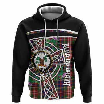 Christie Tartan Crest Hoodie Scottish Thistle Celtic Cross Alba Gu Brath