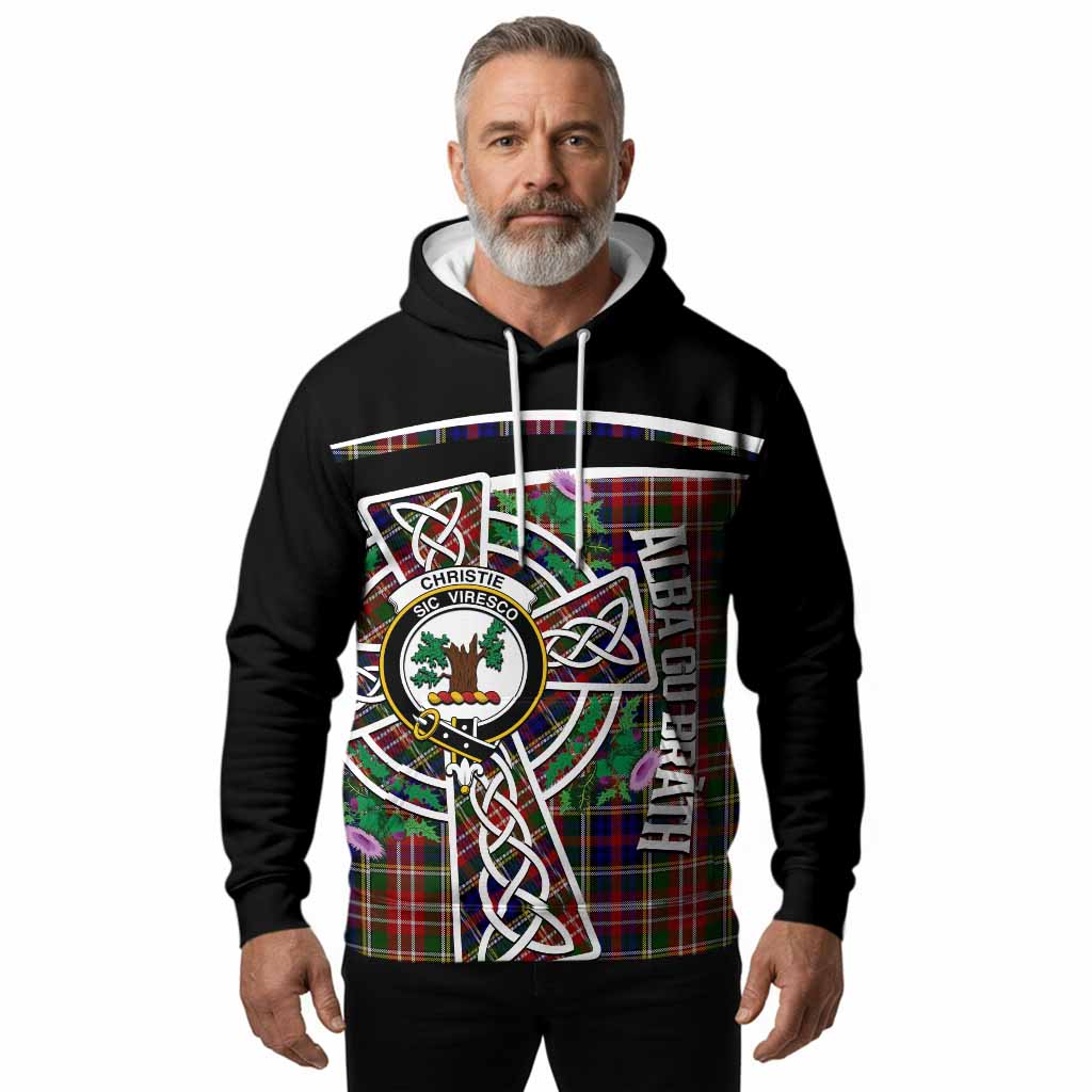Christie Tartan Crest Hoodie Scottish Thistle Celtic Cross Alba Gu Brath