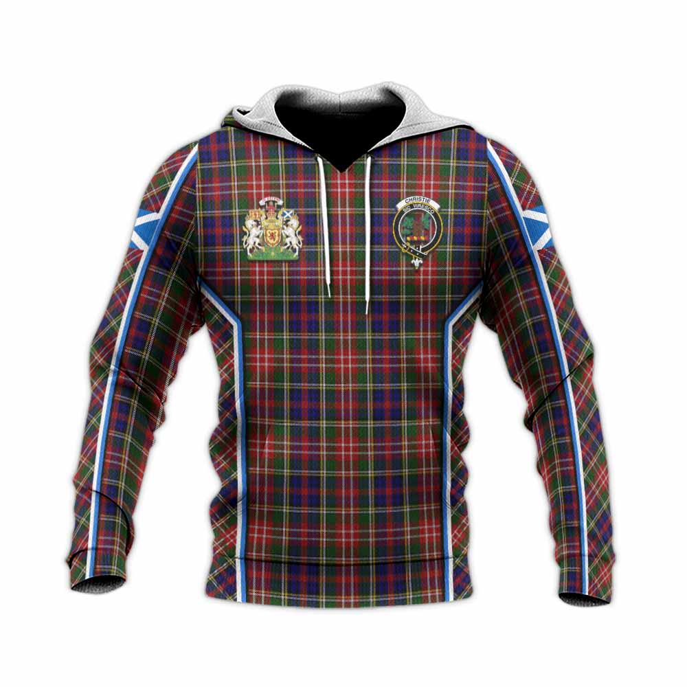 Christie Tartan Crest Knitted Hoodie Scotland Coat of Arm Flag Style - Tartan Vibes Clothing