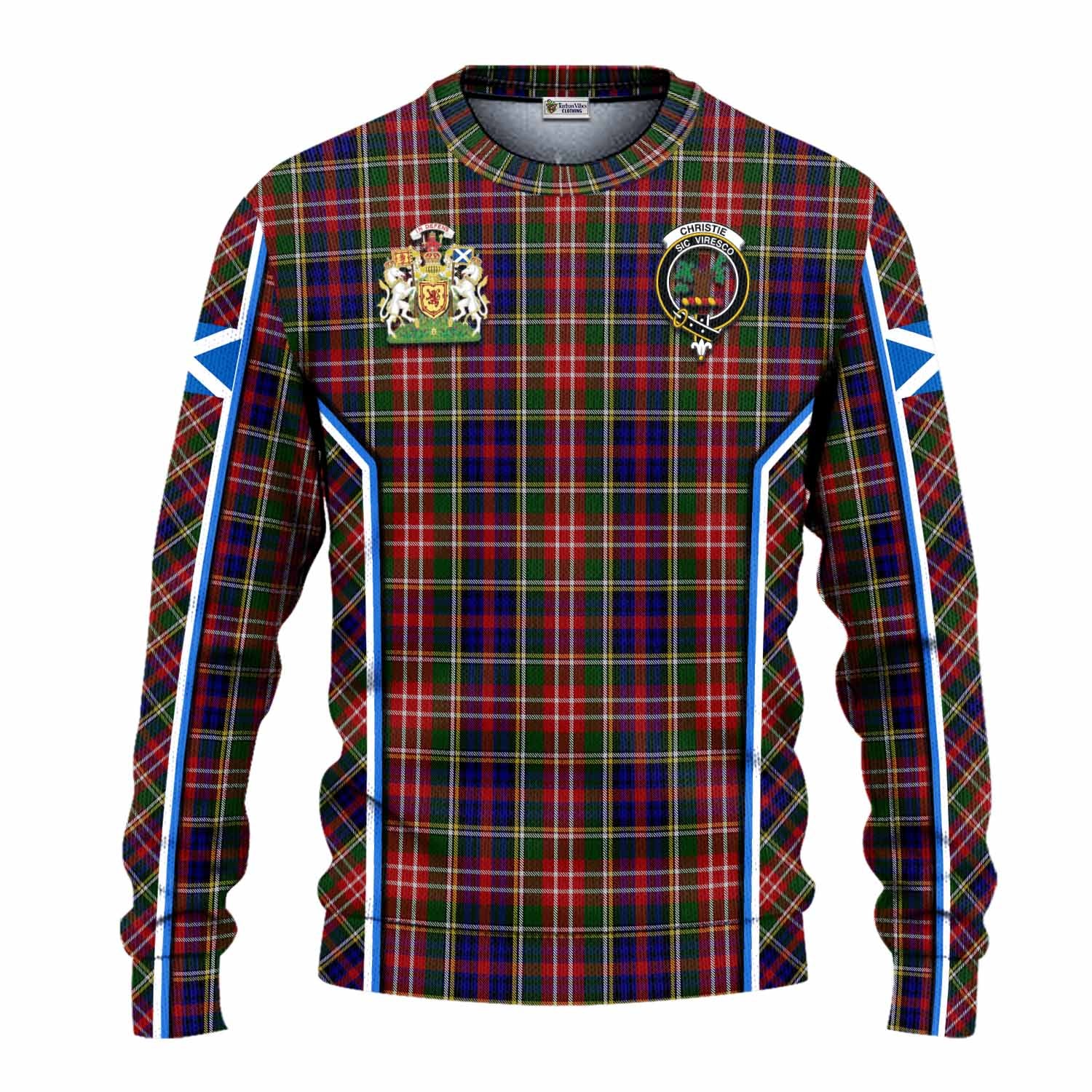 Christie Tartan Crest Knitted Sweater Scotland Coat of Arm Flag Style - Tartan Vibes Clothing
