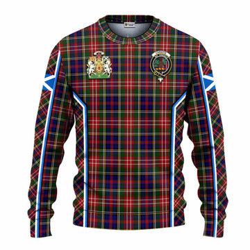 Christie Tartan Crest Knitted Sweater Scotland Coat of Arm Flag Style