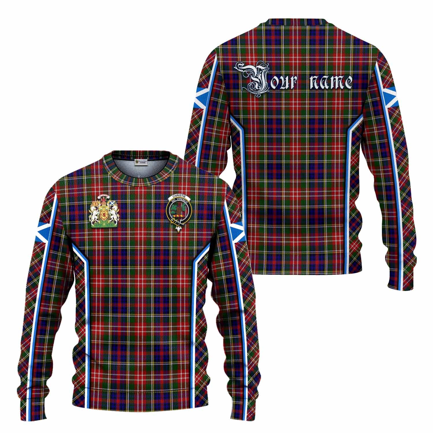 Christie Tartan Crest Knitted Sweater Scotland Coat of Arm Flag Style - Tartan Vibes Clothing