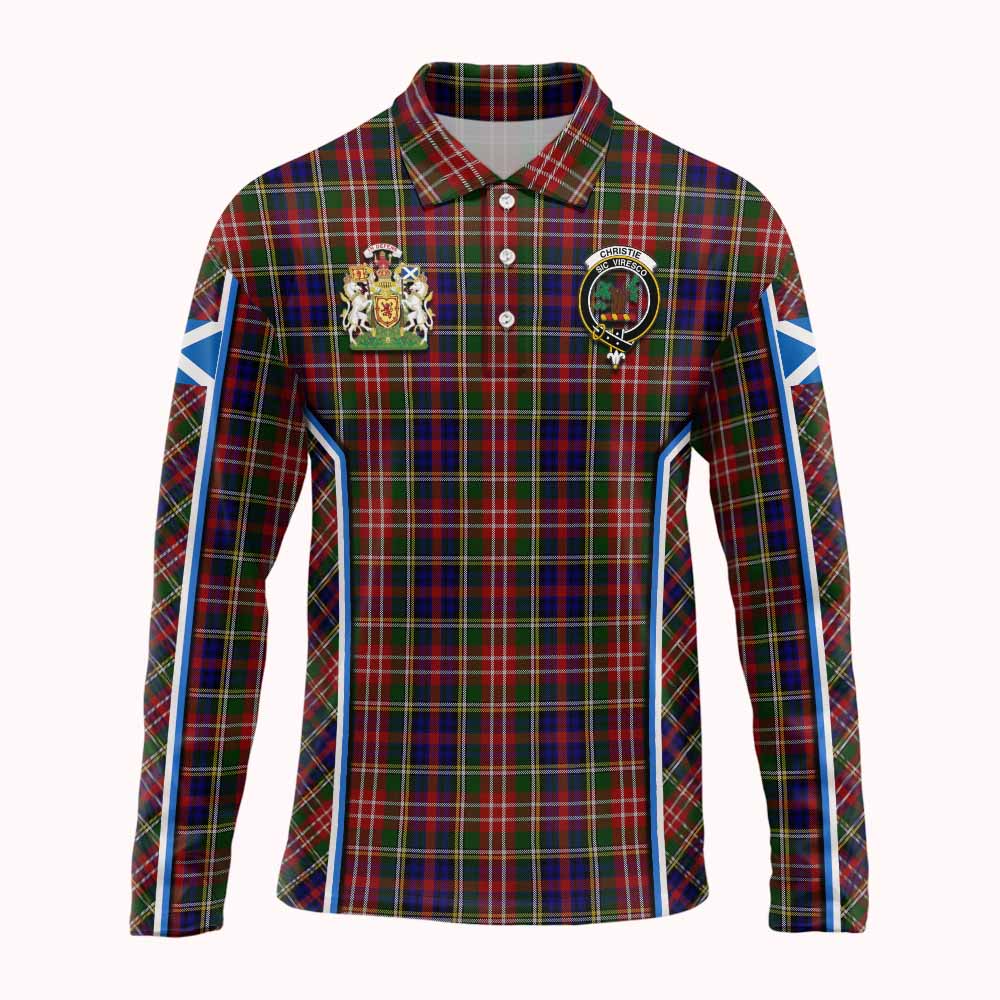 Christie Tartan Crest Long Sleeve Polo Shirt Scotland Coat of Arm Flag Style - Tartan Vibes Clothing