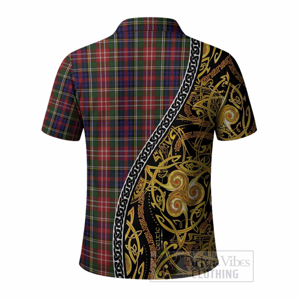 Christie Tartan Crest Polo Shirt Celtic Knot and Triple Trickle Spiral Symbols