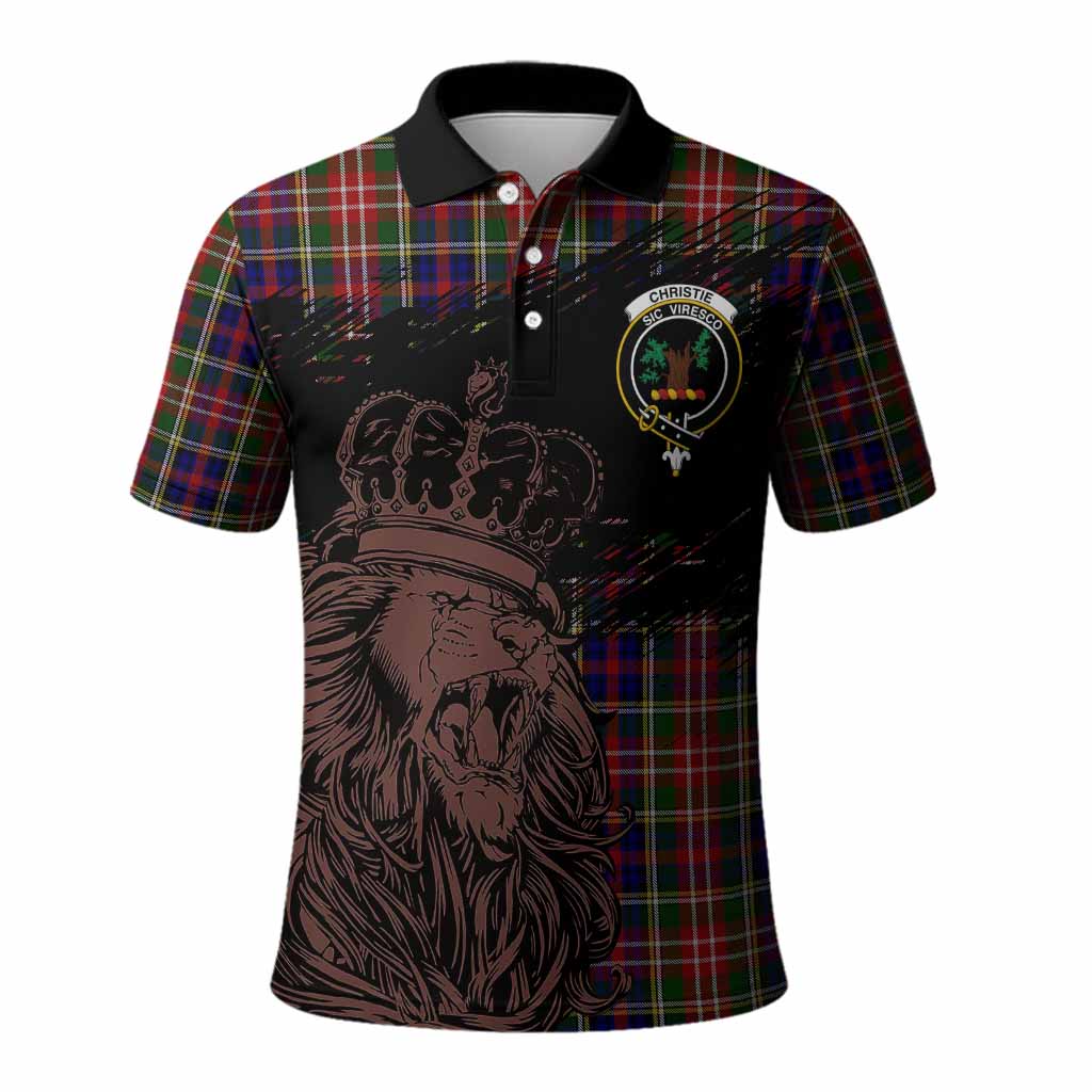 Christie Tartan Crest Polo Shirt Crowned Lion Heritage Style