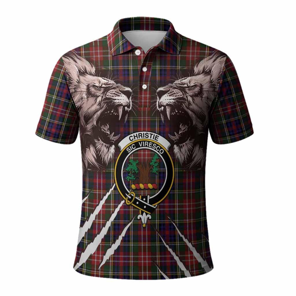 Christie Tartan Crest Polo Shirt Ferocious Lion Style