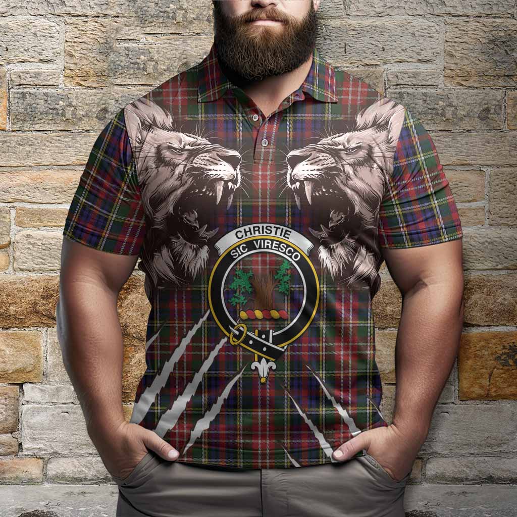 Christie Tartan Crest Polo Shirt Ferocious Lion Style