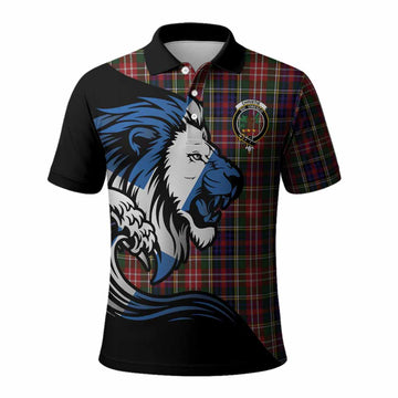 Christie Tartan Crest Polo Shirt Scottish Golden Lions Wave Flow