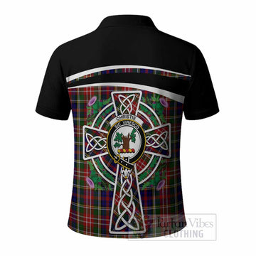 Christie Tartan Crest Polo Shirt Scottish Thistle Celtic Cross Alba Gu Brath