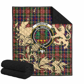 Christie Tartan Crest Premium Quilt with Scottish Iconic Symbols 