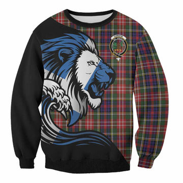 Christie Tartan Crest Sweatshirt Scottish Golden Lions Wave Flow
