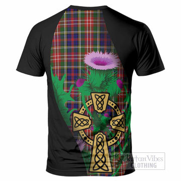 Christie Tartan Crest T-Shirt Celtic Cross Thistle Flowers