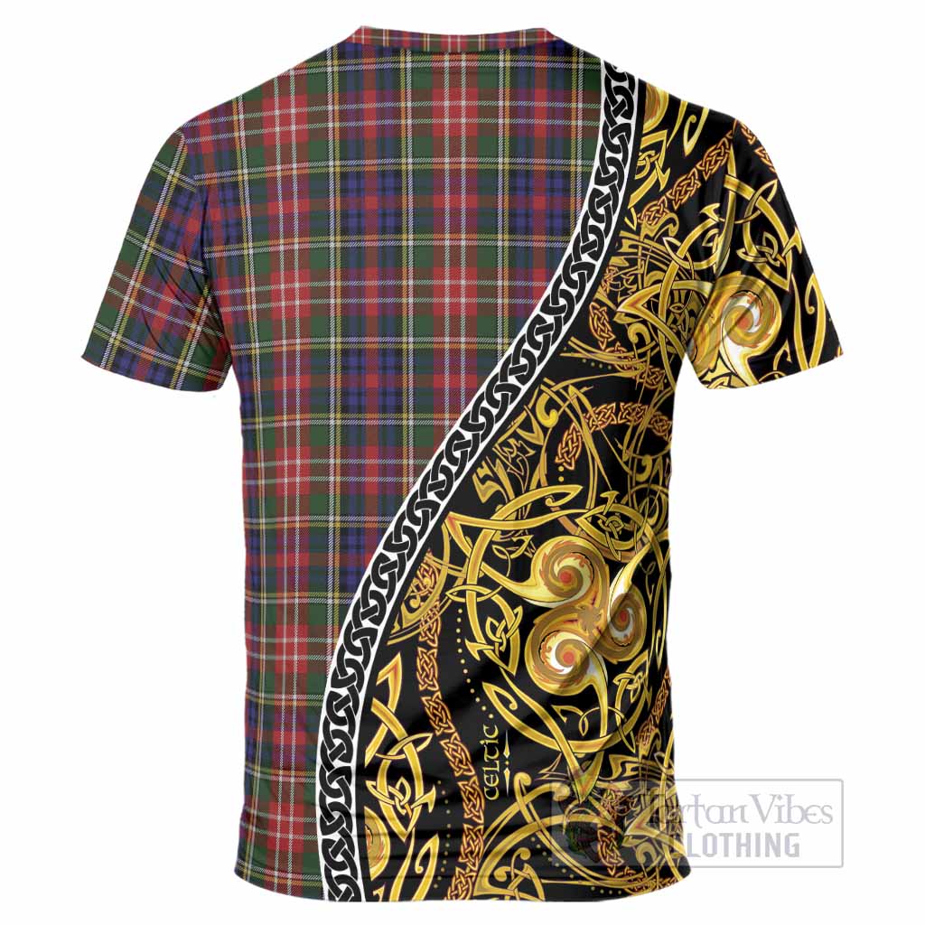 Christie Tartan Crest T-Shirt Celtic Knot and Triple Trickle Spiral Symbols