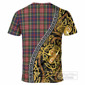 Christie Tartan Crest T-Shirt Celtic Knot and Triple Trickle Spiral Symbols