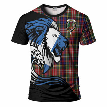 Christie Tartan Crest T-Shirt Scottish Golden Lions Wave Flow