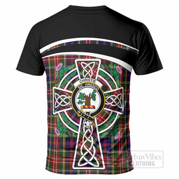 Christie Tartan Crest T-Shirt Scottish Thistle Celtic Cross Alba Gu Brath
