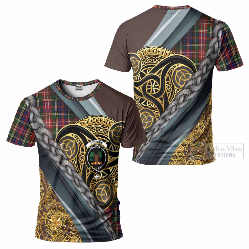Christie Tartan Crest T-Shirt Scottish Triskele Celtic