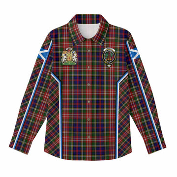Christie Tartan Crest Women Casual Shirt Scotland Coat of Arm Flag Style