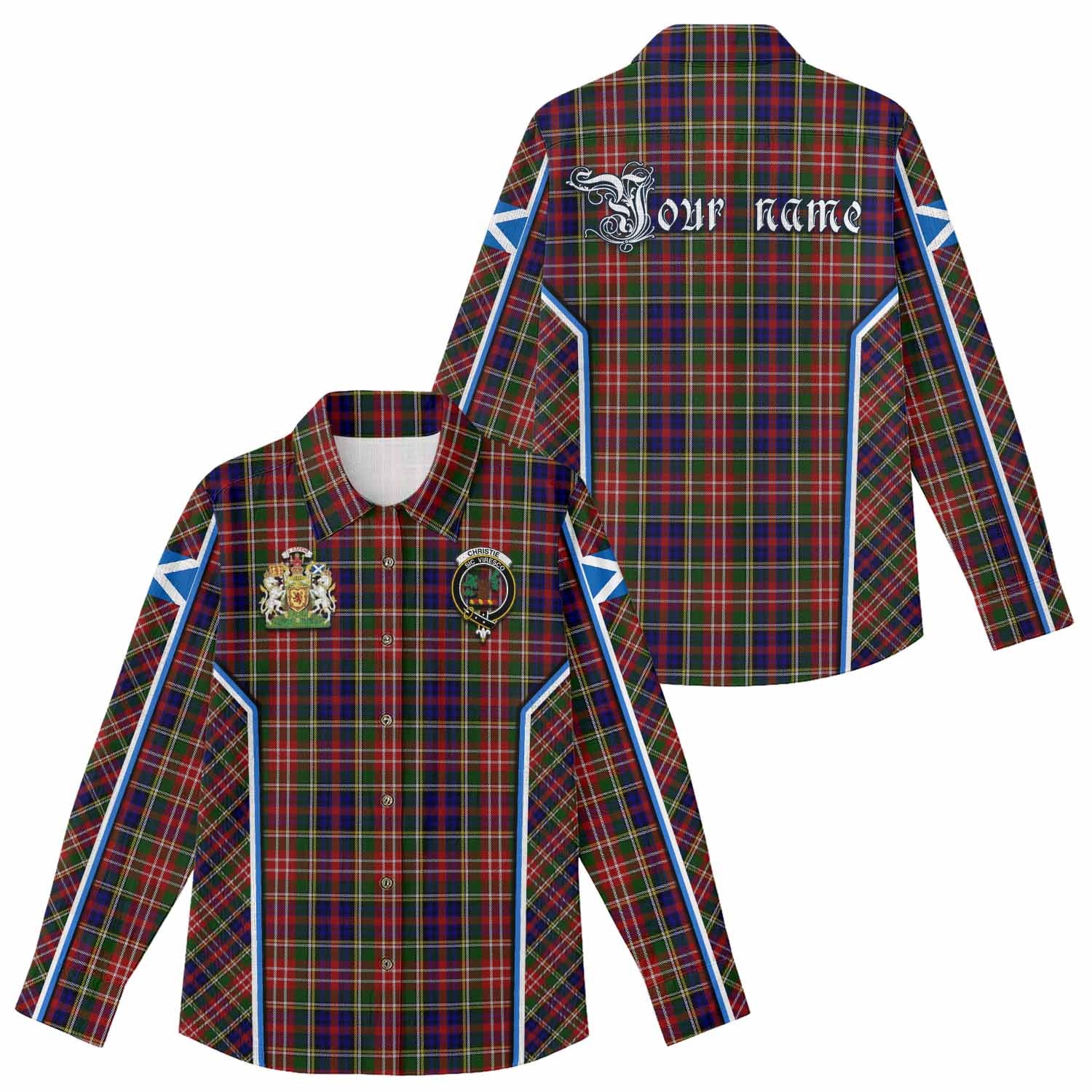 Christie Tartan Crest Women Casual Shirt Scotland Coat of Arm Flag Style - Tartan Vibes Clothing