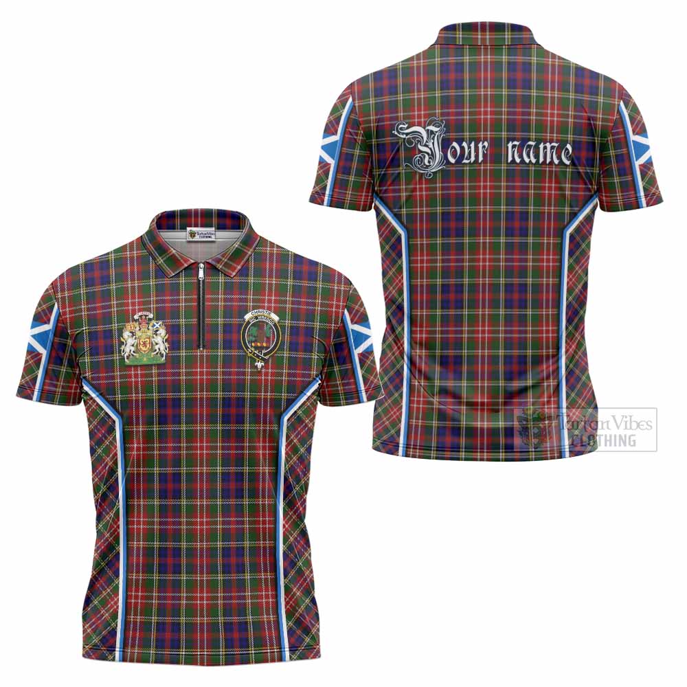 Christie Tartan Crest Zipper Polo Shirt Scotland Coat of Arm Flag Style - Tartan Vibes Clothing
