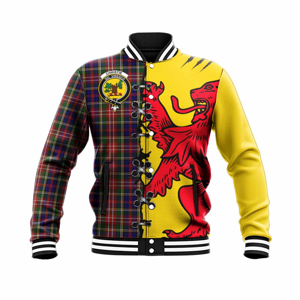 Christie Tartan Family Crest Baseball Jacket Lion Rampant Honor - Tartan Vibes Clothing