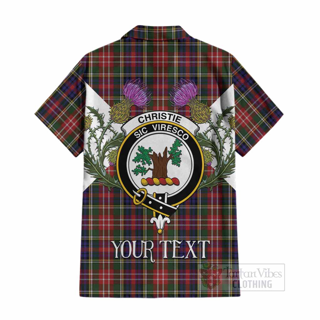 Christie Tartan Family Crest Cotton Hawaiian Shirt Scottish Burns Night Thistle Floral