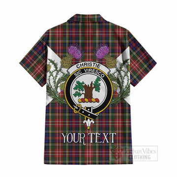 Christie Tartan Family Crest Cotton Hawaiian Shirt Scottish Burns Night Thistle Floral