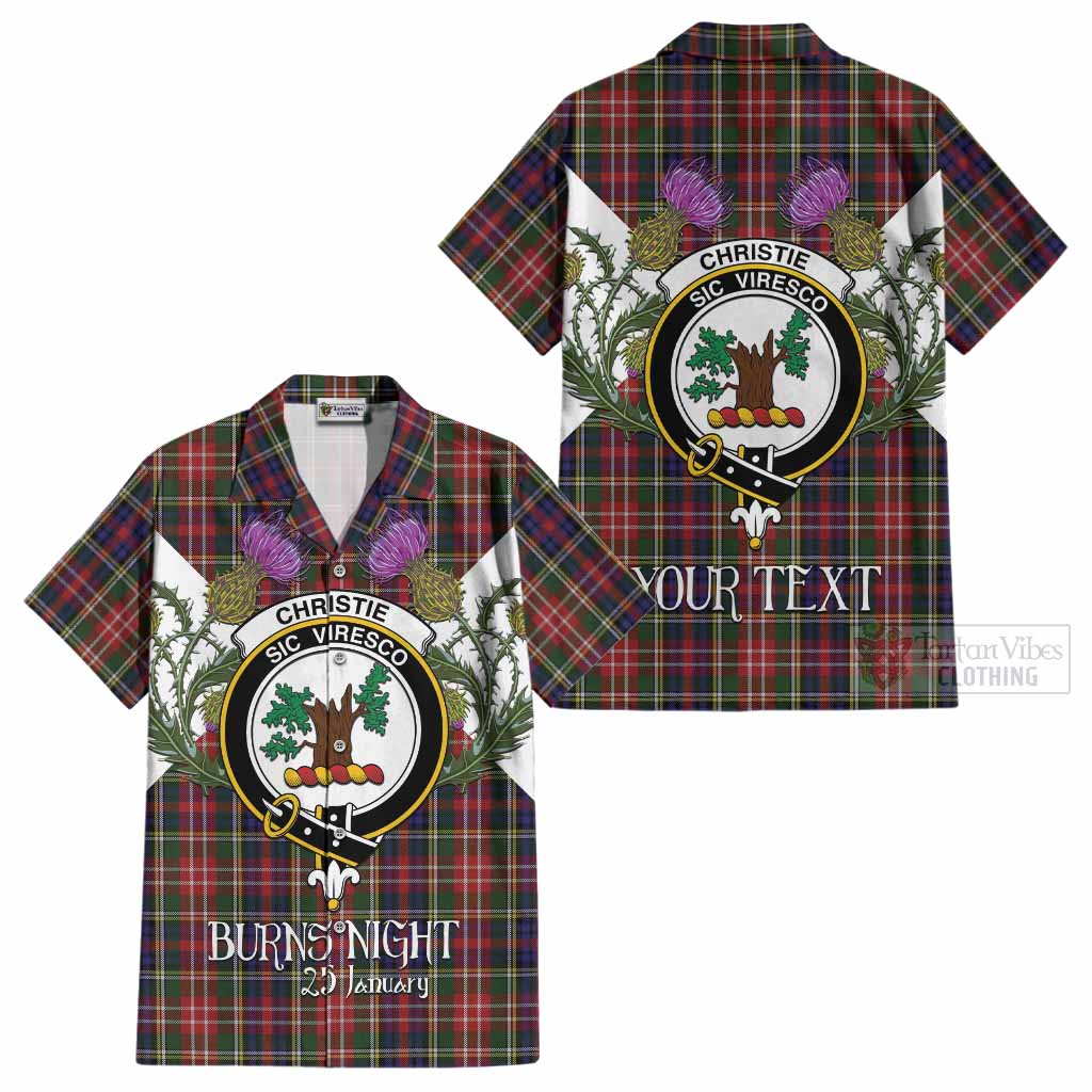 Christie Tartan Family Crest Cotton Hawaiian Shirt Scottish Burns Night Thistle Floral