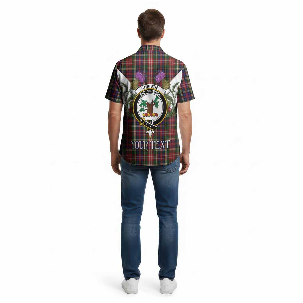 Christie Tartan Family Crest Cotton Hawaiian Shirt Scottish Burns Night Thistle Floral