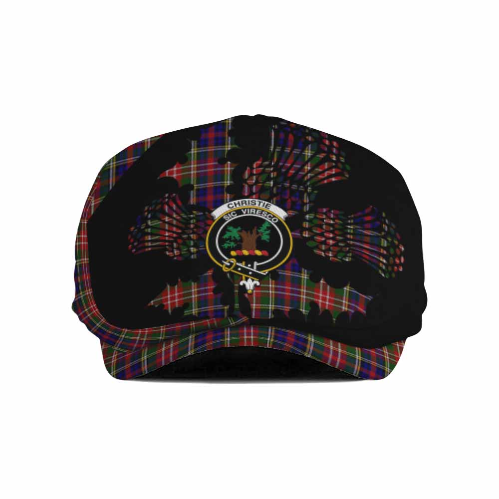Christie Tartan Family Crest Flat Cap, Jeff Cap Scotland Thistle Floral