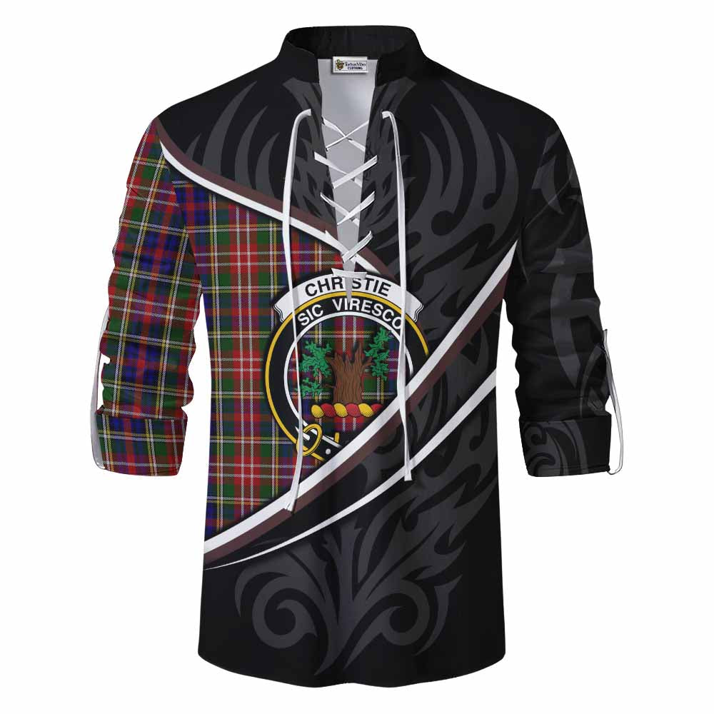Christie Tartan Family Crest Ghillie Kilt Shirt Celtic Scottish Thistle Floral - Tartan Vibes Clothing
