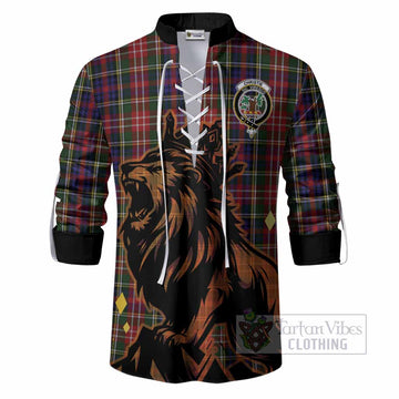 Christie Tartan Family Crest Ghillie Shirt Crowned Lion Roaring