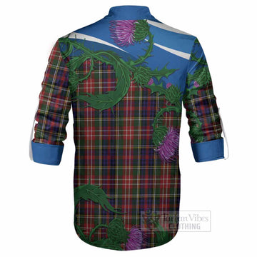Christie Tartan Family Crest Ghillie Shirt Thistle in Minimalism