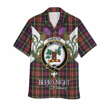 Christie Tartan Family Crest Hawaiian Shirt Scottish Burns Night Thistle Floral